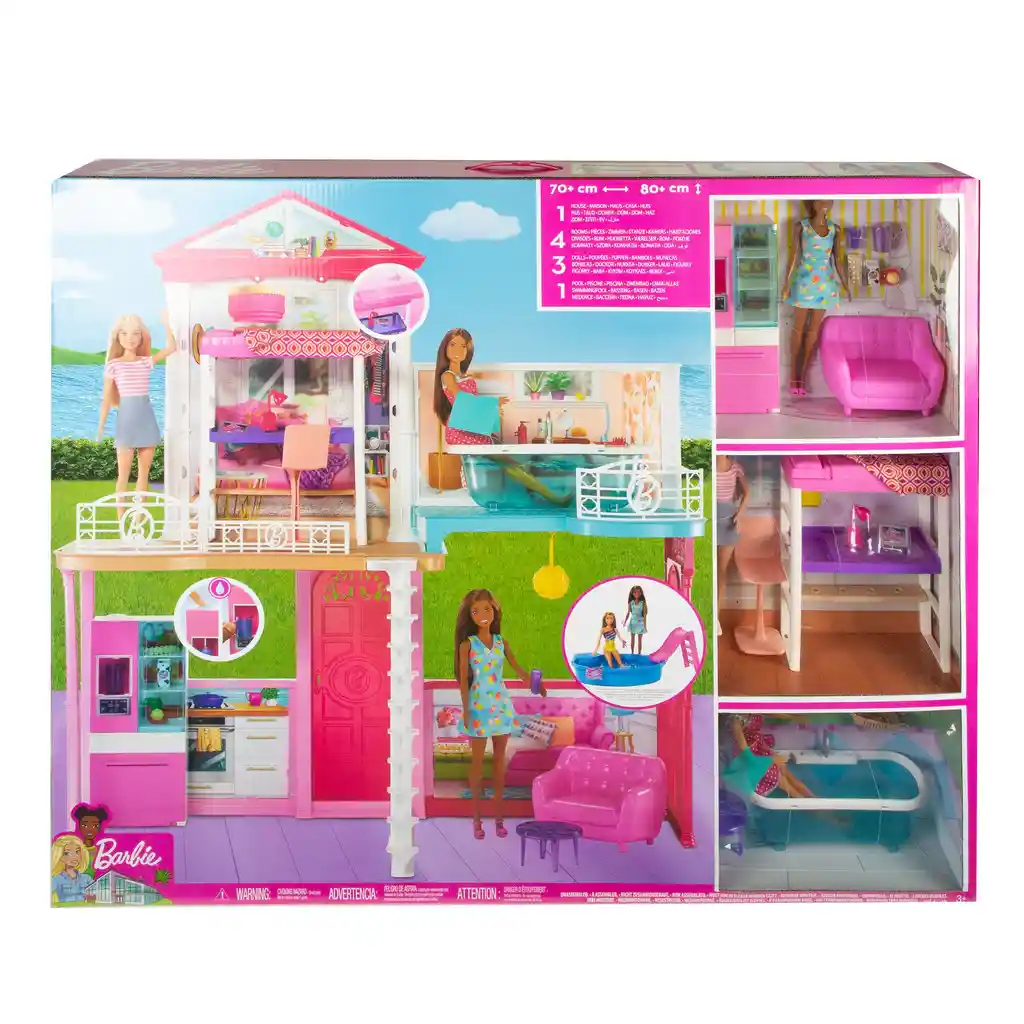Casa De Muñecas Barbie Mattel Con Muebles Y Accesorios Incluye Muñecas