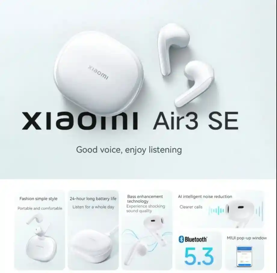 Audífonos Xiaomi Air 3 Se Bluetooth Reducción Ruido -blanco Y Estuche