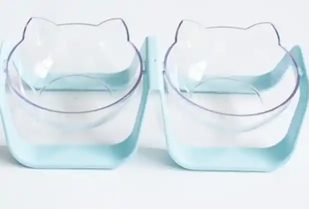 Comedero Cara De Gato Azul C