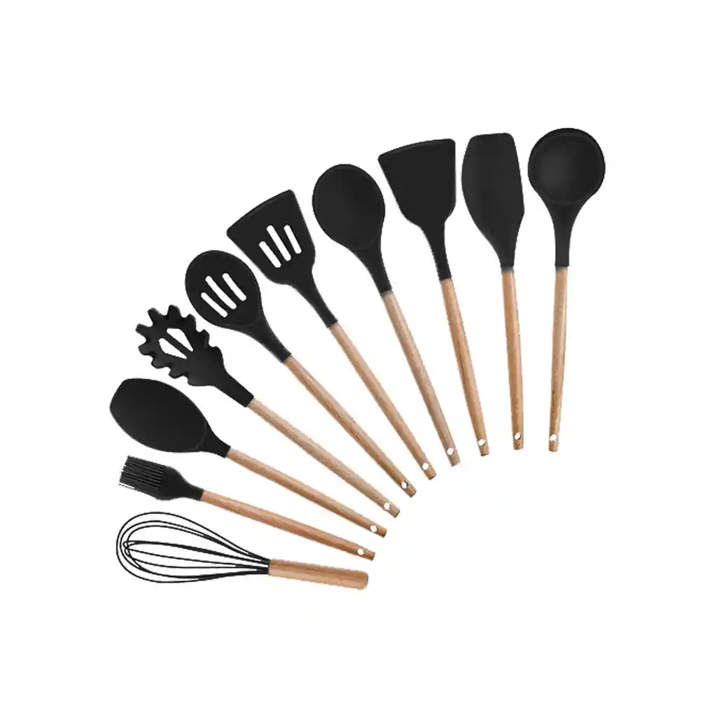 Juego De Utensilios De Cocina Mertec 12 Piezas Negro