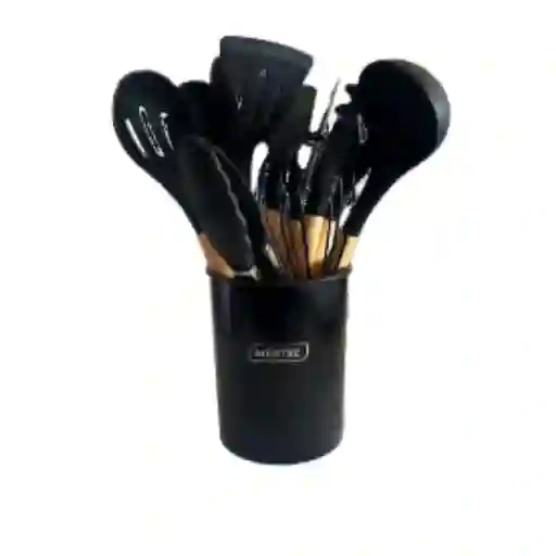 Juego De Utensilios De Cocina Mertec 12 Piezas Negro