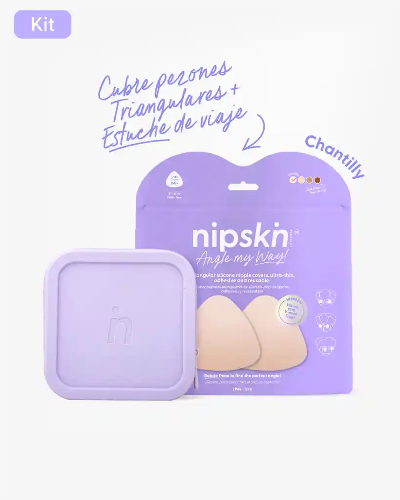 Nipskin Kit Cubre Pezón Triangulo, Color Chantilly + Estuche