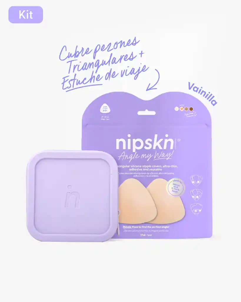 Nipskin Kit Cubre Pezón Triangulo, Color Vainilla + Estuche