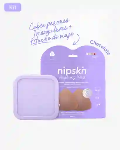 Nipskin Kit Cubre Pezón Triangulo, Color Chocolate + Estuche