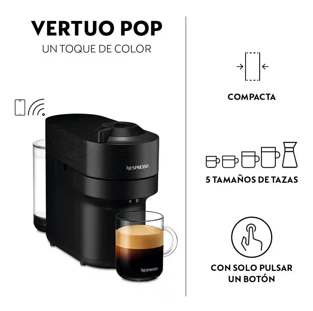 Cafetera Vertuo Pop Black Con Espumador De Leche