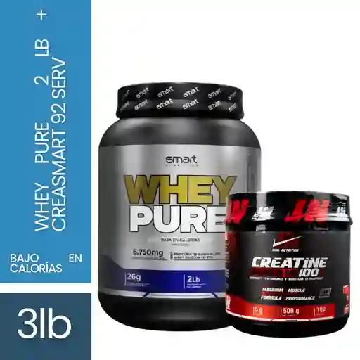 Proteína Whey Pure 2 Lb + Creatina Iron Nutrition 100 Serv Bajo En Calorías