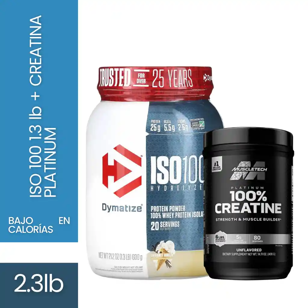 Proteína Iso 100 1.3 Lb + Creatina Platinum 80 Serv Bajo En Calorías