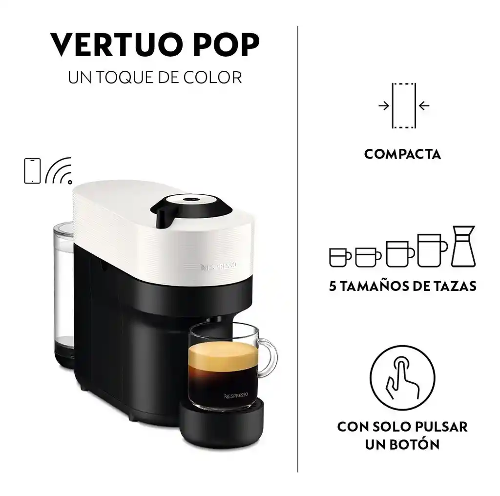 Cafetera Vertuo Pop White Con Espumador De Leche