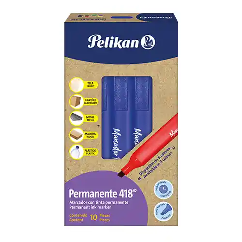 Marcador Pelikan Permanente 418 Azul X10 Unidades