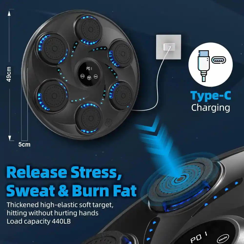 Entrenador De Boxeo Inteligente Bluetooth 49cm Grande 9 Modo