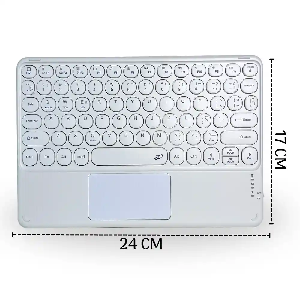 Teclado Español Inalambrico Tankpad Bluetooth Recargable Blanco