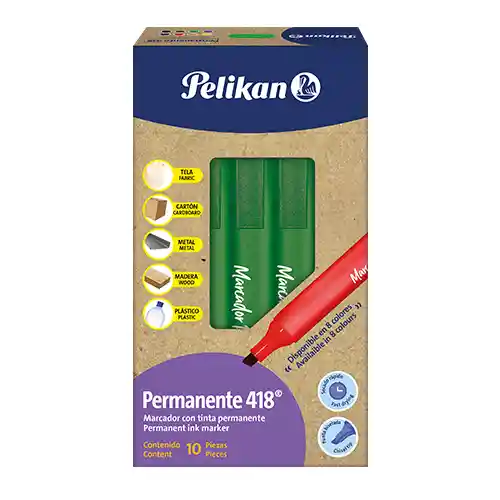 Marcador Pelikan Permanente 418 Verde X10 Unidades