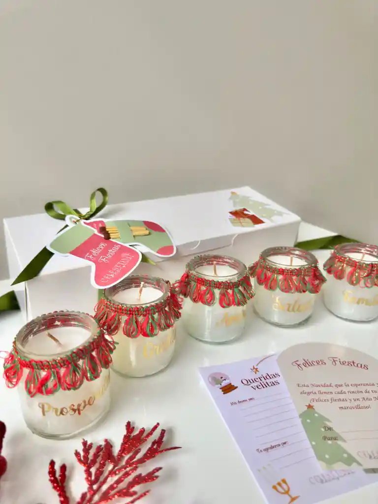 Regalo Elegante Familiar Navideño X 5 Velas Con Proposito