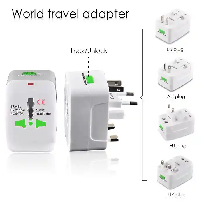 1 Enchufe Adaptador Viaje Mundial Aeropuertos Europa Asia Australia Oceania