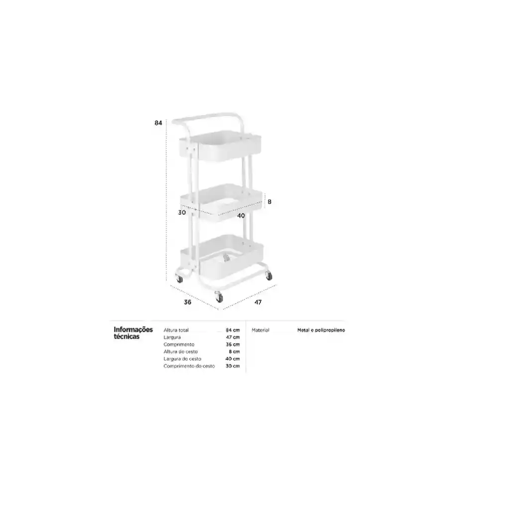 Carro Organizador Mueble Estante De Almacenamiento 3 Niveles