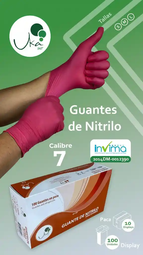 Guantes Nitrilo Fucsia Talla M