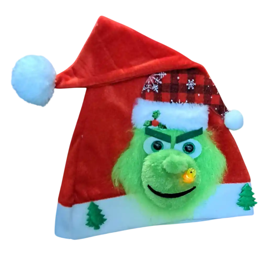 Gorros De Navidad Peluche Grinch Con Luces Fiestas