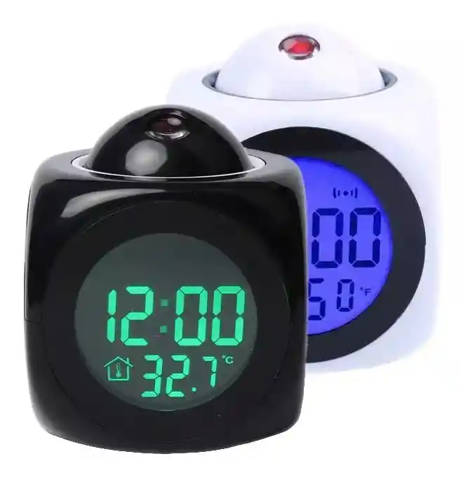 Reloj Despertador Digital Alarma Lcd Proyector Hora En Techo