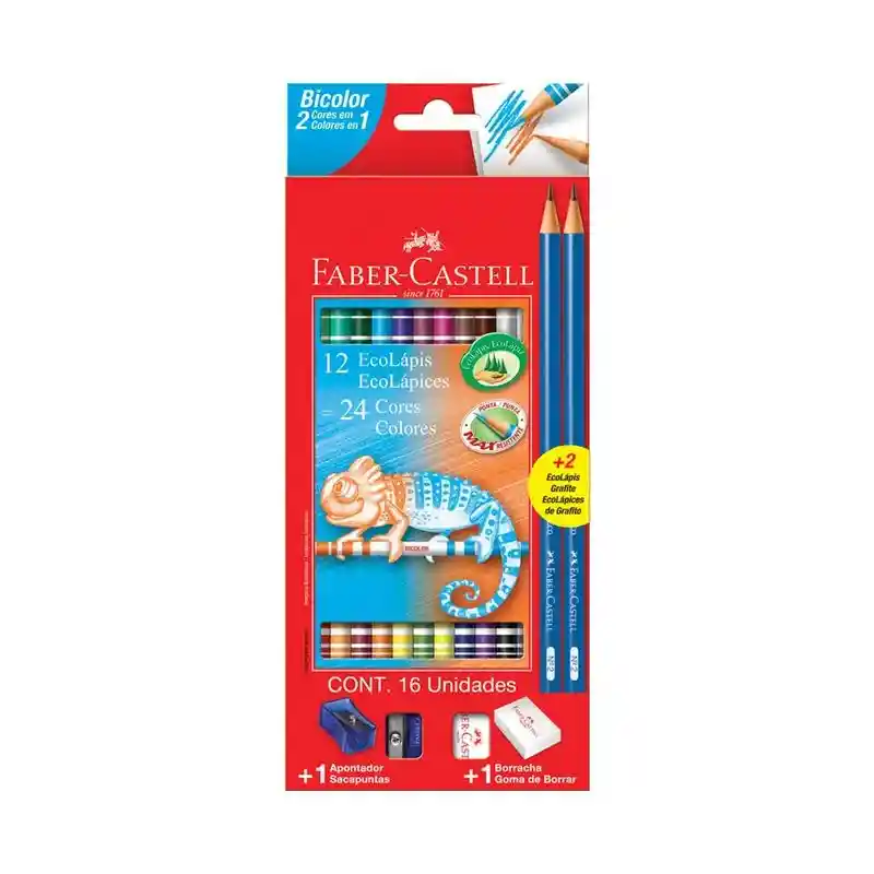Colores Faber-castell Bicolor X 12 Unidades Ecolápiz