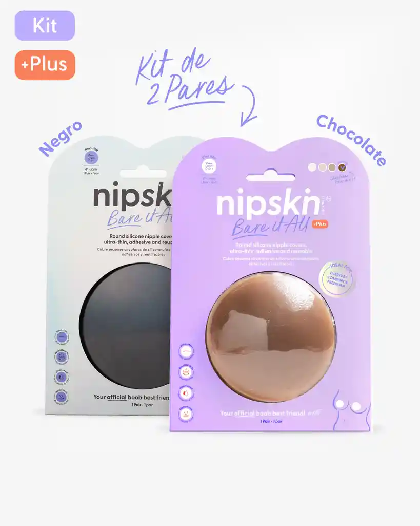 Nipskin Kit Cubrepezones Chocolate Plus + Black Plus