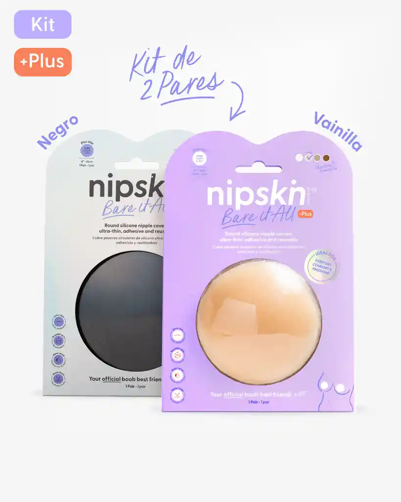 Nipskin Kit Cubrepezones Vainilla Plus + Black Plus