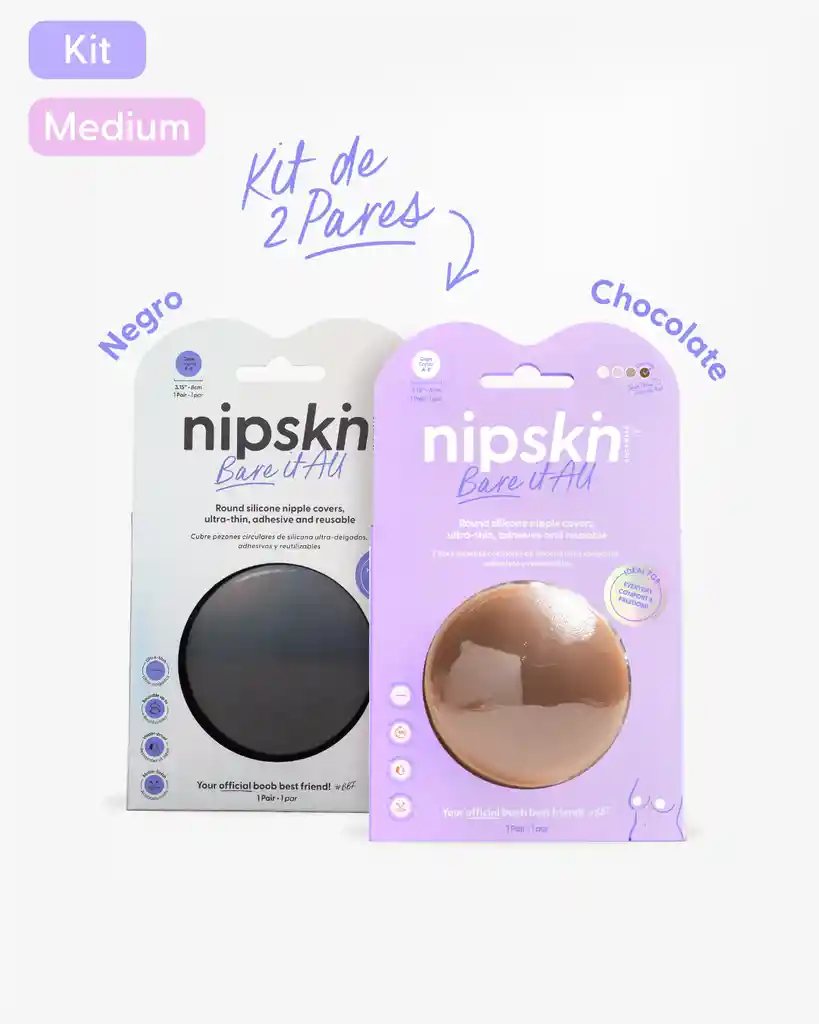 Nipskin Kit Cubrepezones Chocolate M + Black M