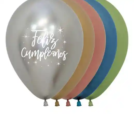 Globos Bombas R-12 Imp Feliz Cumpleaños Radiante Reflex X12 Sempertex