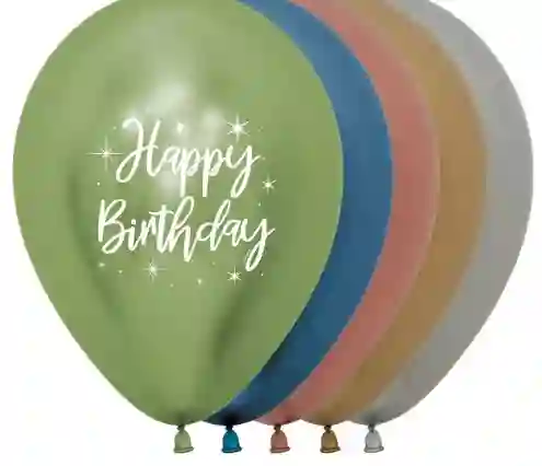 Globo R-12 Latex Redondo 2 Caras Happy Birthday Radiante Reflex Surtido