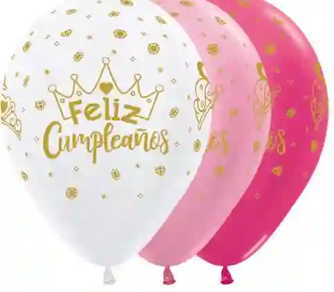 Globo Bomba R-12 Feliz Cumpleaños Coronas X 12