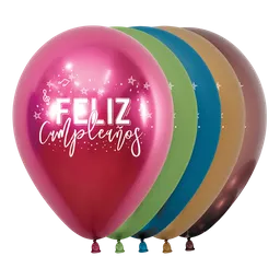 Bomba Globo Biodegradable De Latex Cromada Feliz Cumpleaños Vibrante Surtidas R12