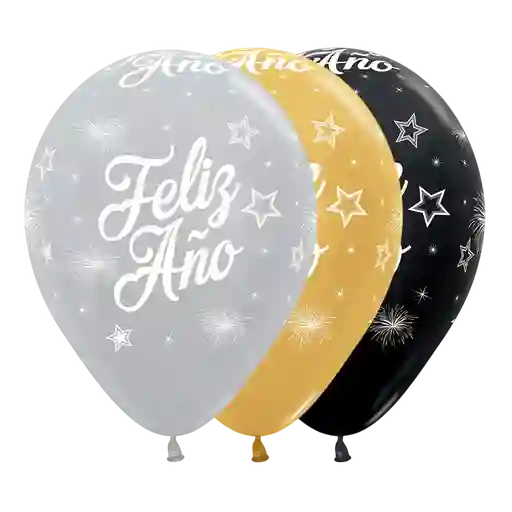 Bombas Globo Biodegradable De Latex Feliz Año Surtido R12