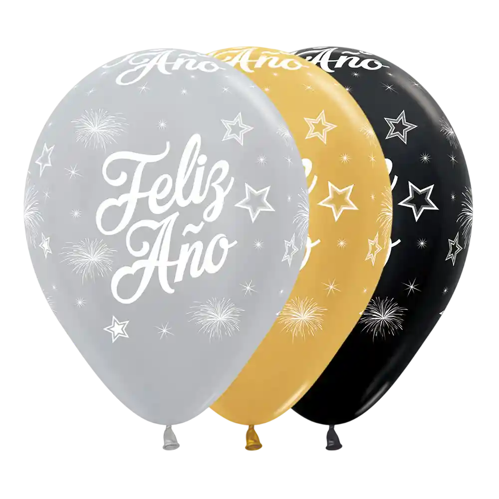 Bombas Globo Biodegradable De Latex Feliz Año Surtido R12