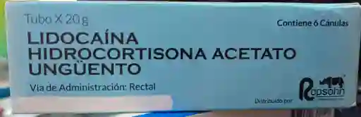Lidocaína Hidrortisona Acetato Unguento Tubo 20 Gr Contiene 6 Canulas