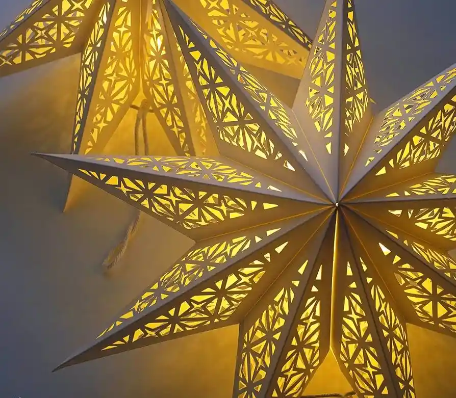 Estrella De Papel Colgante Con Luces Led Decoracion Navideña