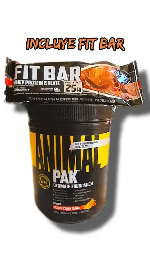 Animal Pak En Polvo 22 Ser Sabor Orange De Universal Nutrition Incluye Barra De Proteina