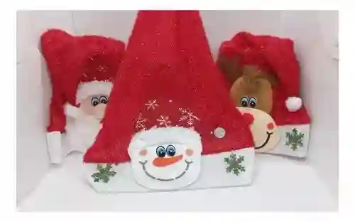 Gorro Navideño Rojo Con Diseño De Papa Noel, Reno O Muñeco De Nieve