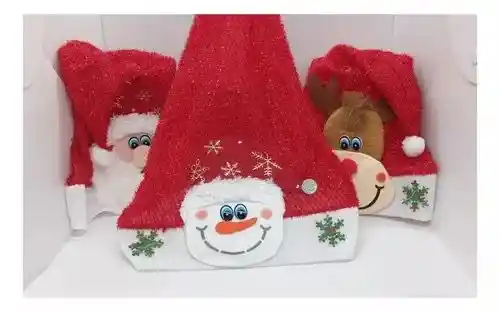 Gorro Navideño Rojo Con Diseño De Papa Noel, Reno O Muñeco De Nieve