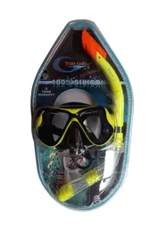 Snorkel + Mascara De Buceo Careta Profesional Doble Válvula - Amarillo Neón