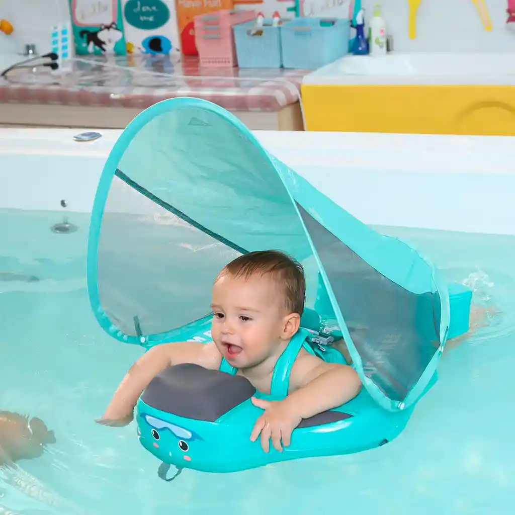 Flotador Rosa Con Arnés Y Carita Para Bebés, Flotador De Natación Para Bebés Acostados De 3 A 24 Meses, Diseño No Inflable, Completamente Sellado Para Nadar Sin Aire De Forma Segura