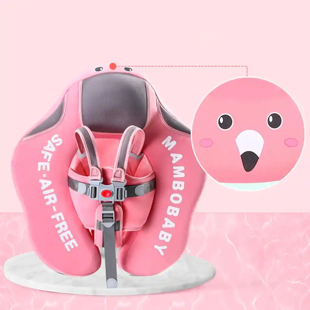 Flotador Rosa Con Arnés Y Carita Para Bebés, Flotador De Natación Para Bebés Acostados De 3 A 24 Meses, Diseño No Inflable, Completamente Sellado Para Nadar Sin Aire De Forma Segura