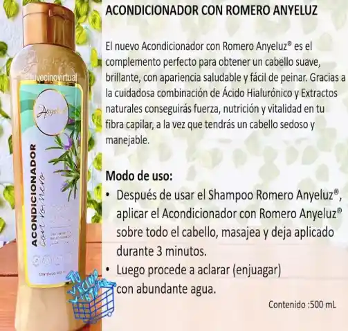 Acondicionador Con Romero Y Acido Hialuronico Anyeluz 500 Ml