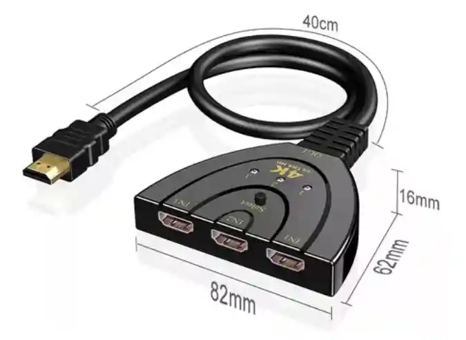 Switch Hdmi 3×1 Puertos - Selector Con Soporte 4k Ultra Hd