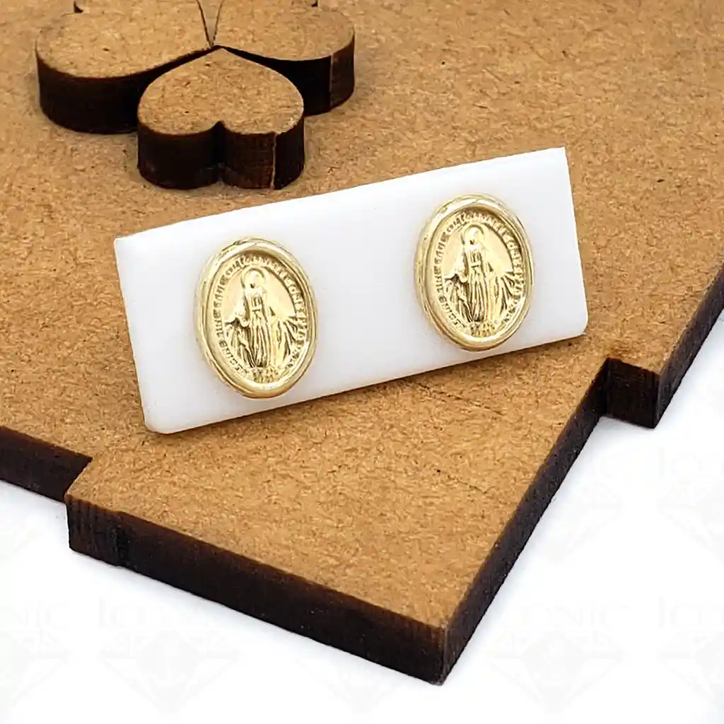 Topos Aretes Virgen Milagrosa Oro Laminado 18k