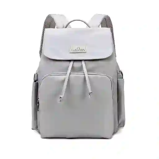 Pañalera Morral Multifuncional Gris Solapa Con Cierre De Cuerdas, Con Cierre Magnético Seguro, De Gran Capacidad , Hecha En Tela Resistente Al Agua Y Bolsillos Térmicos - Colorlife