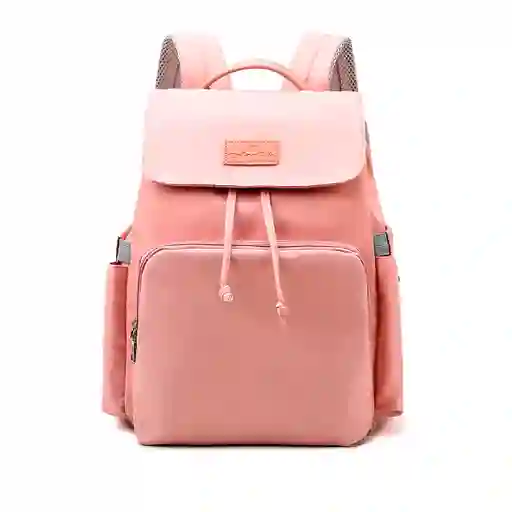 Pañalera Morral Multifuncional Rosada Solapa Con Cierre De Cuerdas, Con Cierre Magnético Seguro, De Gran Capacidad , Hecha En Tela Resistente Al Agua Y Bolsillos Térmicos - Colorlife