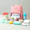 Pañalera Morral Multifuncional Rosada Solapa Con Cierre De Cuerdas, Con Cierre Magnético Seguro, De Gran Capacidad , Hecha En Tela Resistente Al Agua Y Bolsillos Térmicos - Colorlife