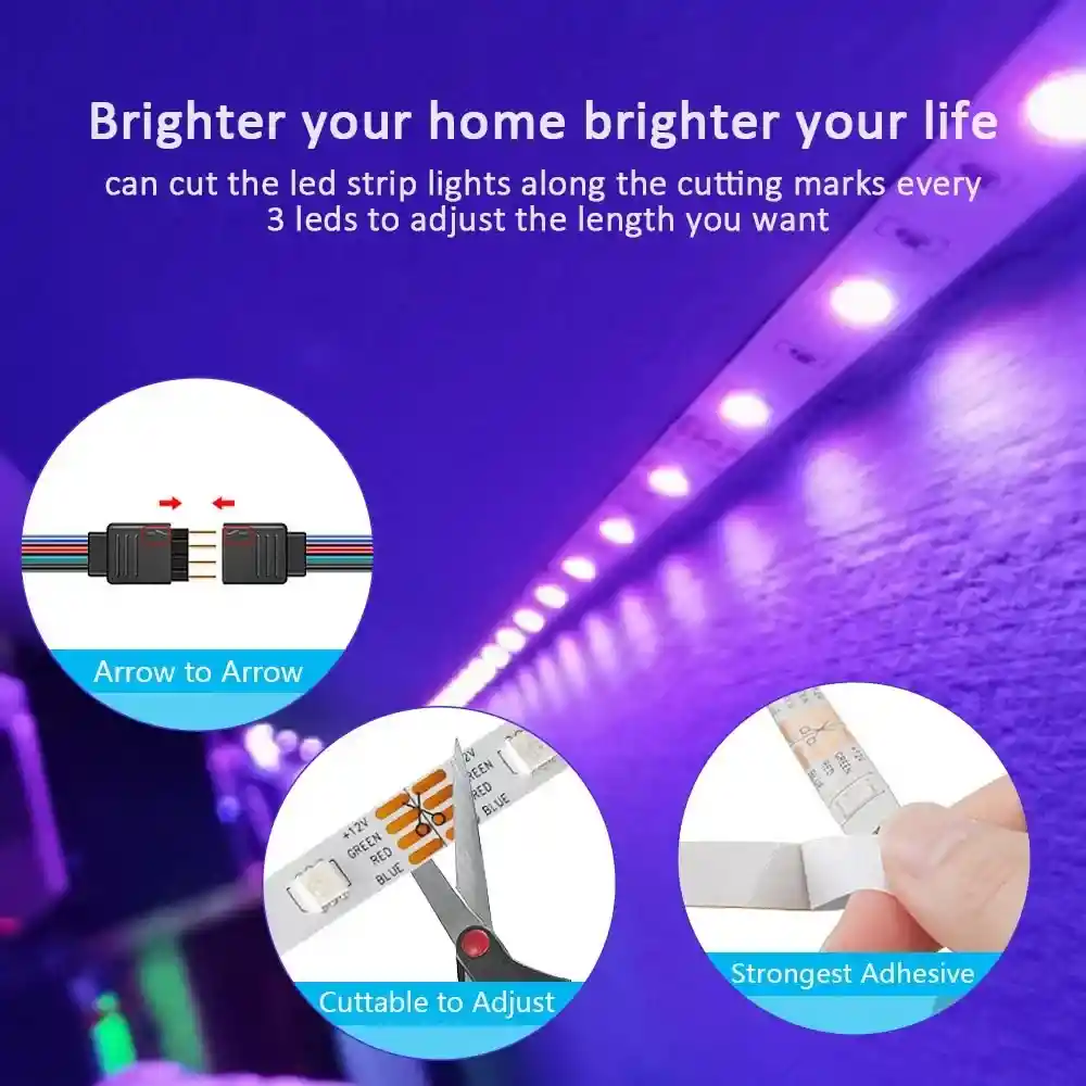 Cinta Flexible Luces Led 20m + Control Bluetooth Multicolor