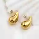 Aretes Gota Chunky Acero Dorado Grande