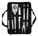 Set Kit Basic De Asado Bbq En Acero Inoxidable Con Estuche