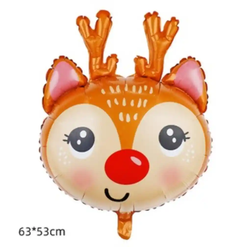 Globo Metalizado Con Cara De Reno, Para Navidad, Año Nuevo